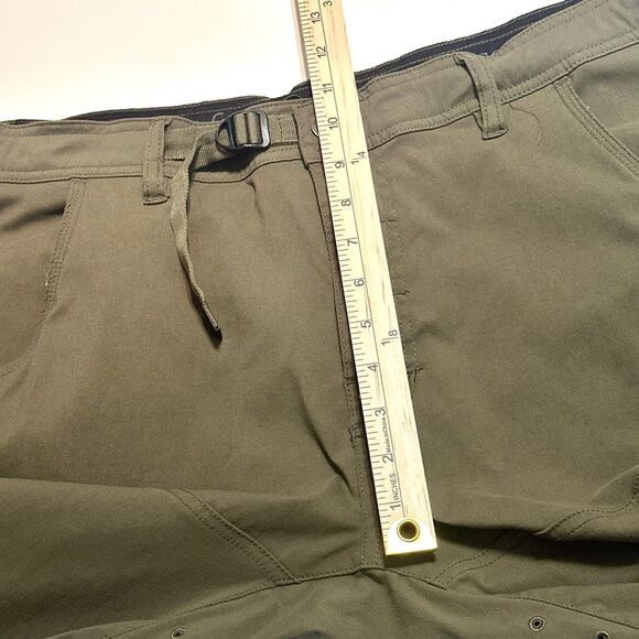 Prana Zion Stretch Pants Men 36x30 Green Belt Roll Snap up Outdoor Gorpcore Vent - Picture 8 of 13